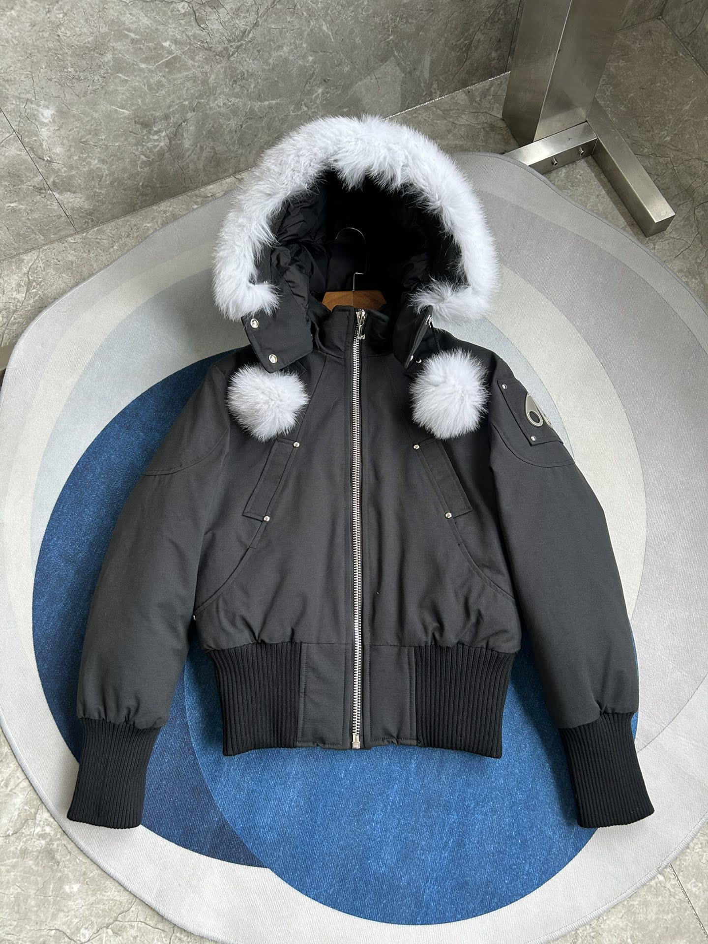 Moose Knuckles Hooded Fur-Trim Bomber Jacket